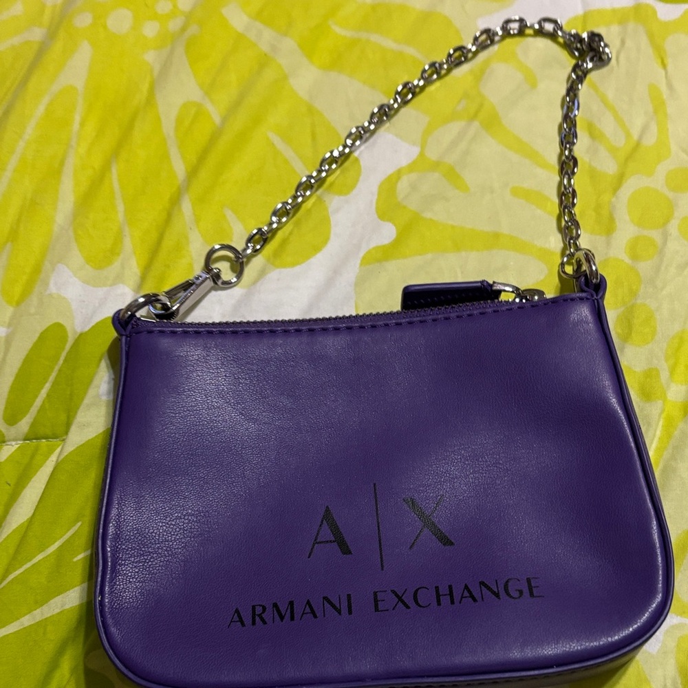 Armani Exchange Purple Wristlet with Chain Strap